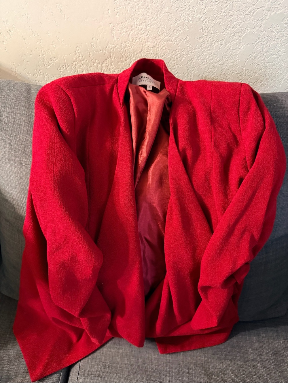 Red Women's Open-Front Jacket - Classic Draped Blazer Style